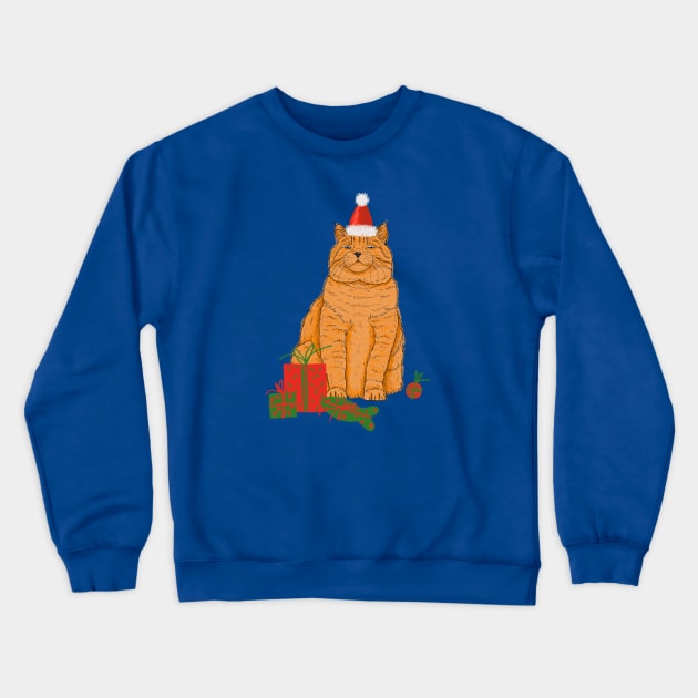 Christmas Cat With Gifts Crewneck Sweatshirt by AdamRegester